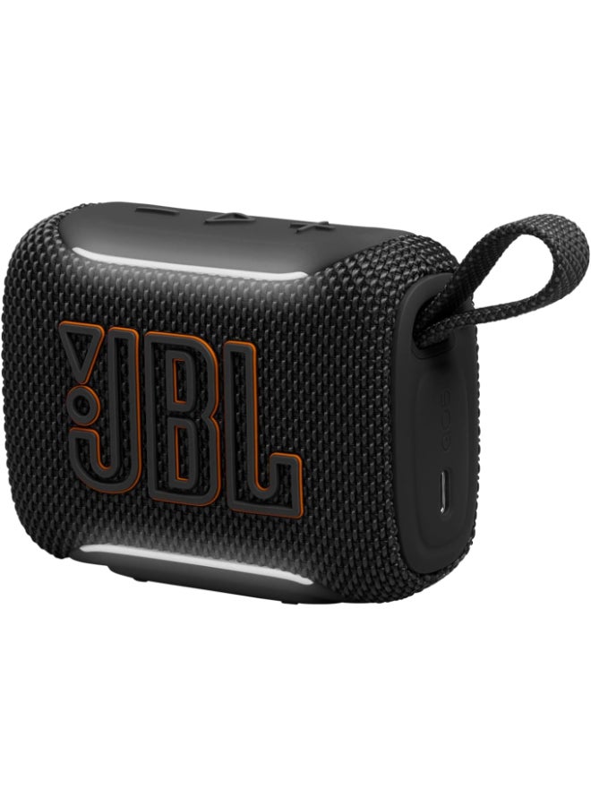 JBL Go 5 Portable Bluetooth Speaker with Ambient Edge Lighting, IP68 Waterproof & Dustproof, 10H Playtime, AirTouch Stereo Pairing, Auracast™, USB-C Lossless Audio – Compact & Drop-Proof, black