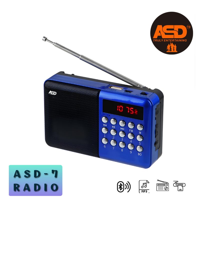 ASD ASD-7 Speaker with Bluetooth Function, SD Card Support and Memory Playback  - Image 1