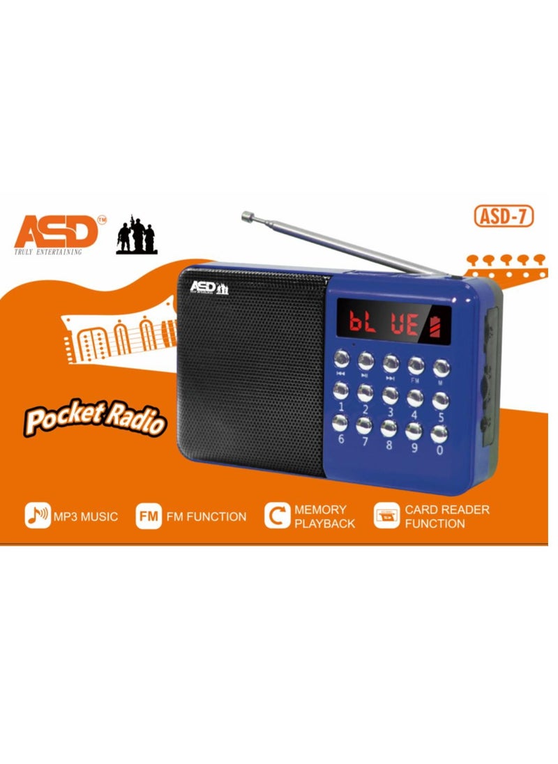 ASD ASD-7 Speaker with Bluetooth Function, SD Card Support and Memory Playback  - Image 2