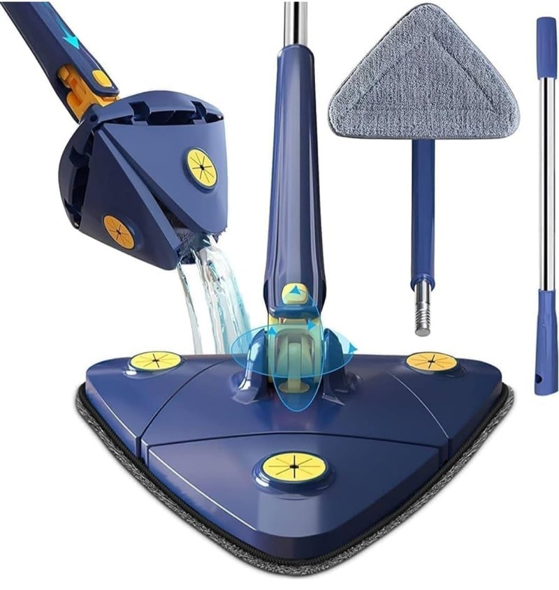 EXPORTTANZA 360 Rotatable Adjustable Triangle Cleaning Mop with Stainless Steel Long Handle PushPull Squeezing Cleaning Mop Dry Wet Mop Floor Windows Ceiling Multi - Image 1