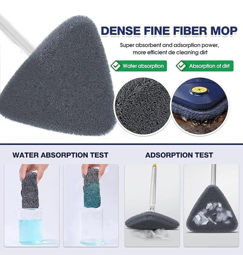 EXPORTTANZA 360 Rotatable Adjustable Triangle Cleaning Mop with Stainless Steel Long Handle PushPull Squeezing Cleaning Mop Dry Wet Mop Floor Windows Ceiling Multi - Image 5