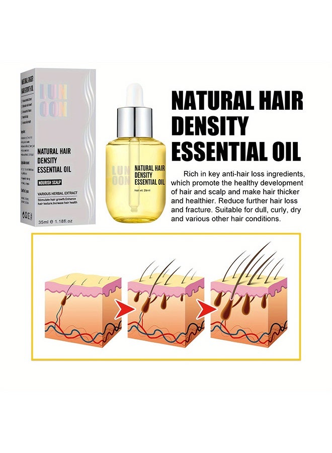 LUNOON Natural Density Essential Oil, Hair Growth Essence Thickener Regrowth Hair Serum Treatments Oil Fast Grow Hair for Hair Loss Care Product (35ML) - Image 4