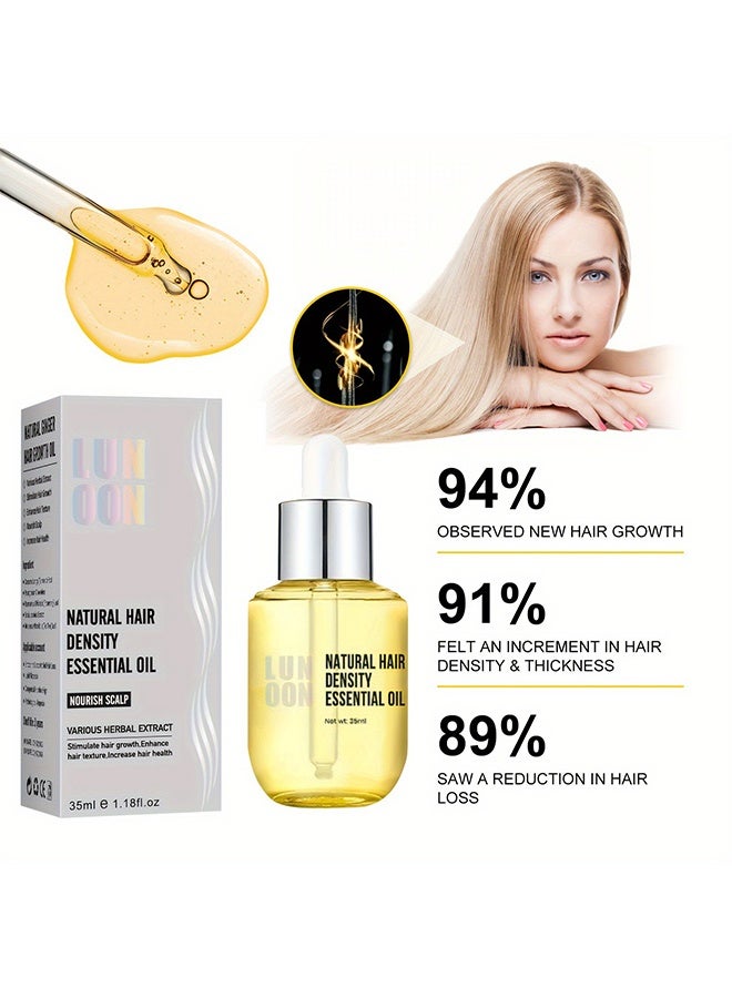 LUNOON Natural Density Essential Oil, Hair Growth Essence Thickener Regrowth Hair Serum Treatments Oil Fast Grow Hair for Hair Loss Care Product (35ML) - Image 2