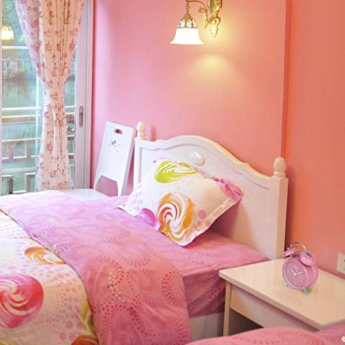 Peakeep 4 Inches Twin Bell Loud Alarm Clock for Heavy Sleepers Kids, Battery Operated Old Fashioned Alarm Clock (3D-Dial, Pink) - Image 3