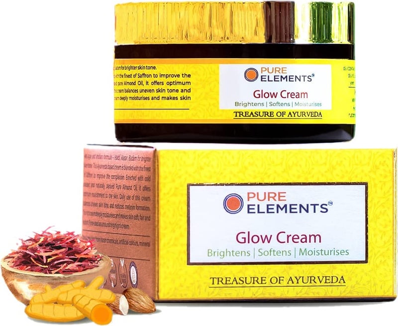 PURE ELEMENTS Glow Cream with Turmeric Saffron Almonds Natural Radiance for Your Skin Luxurious Cream 80 GRAM - Image 1