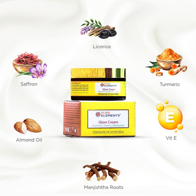 PURE ELEMENTS Glow Cream with Turmeric Saffron Almonds Natural Radiance for Your Skin Luxurious Cream 80 GRAM - Image 2