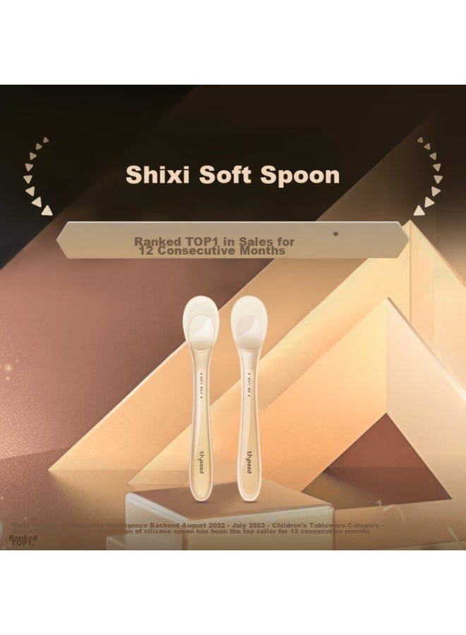 Shixi Silicone Spoon For Babies, Baby Spoon For Fruit Puree And Rice Powder, Children's Tableware, Complementary Food Spoon + Newborn Soft Spoon - Image 1