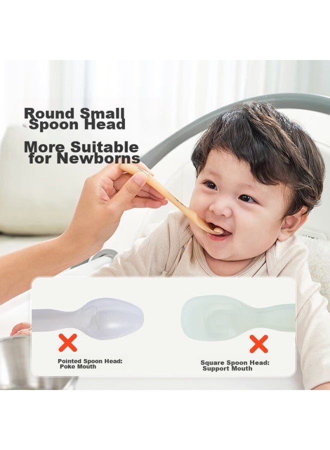 Shixi Silicone Spoon For Babies, Baby Spoon For Fruit Puree And Rice Powder, Children's Tableware, Complementary Food Spoon + Newborn Soft Spoon - Image 3