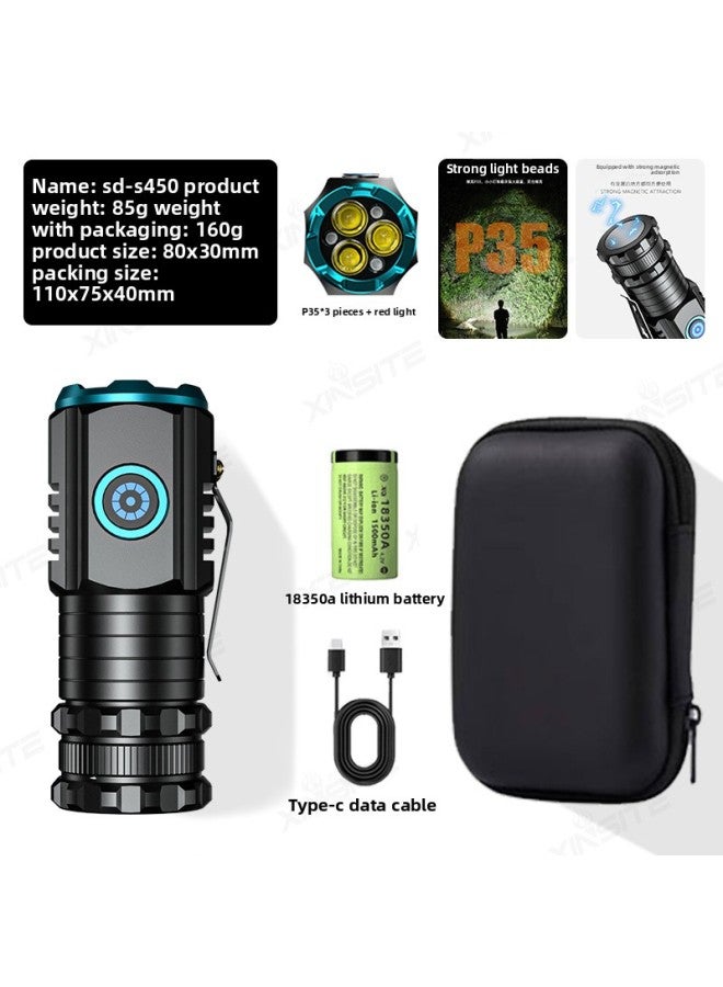 Outdoor High Brightness Long Battery Life Super Bright TYPE-C Charging Mini Cannon Multi-Functional Cap Clip Light 