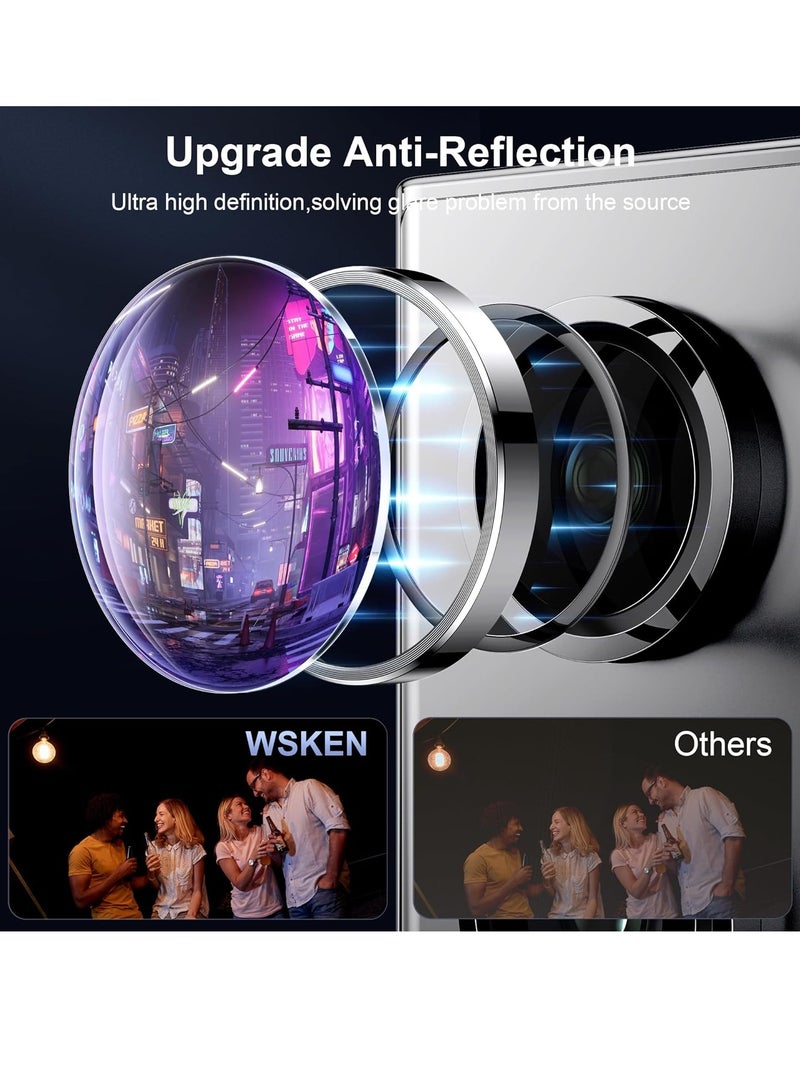 إلترازون Samsung Galaxy S24 Ultra Camera Lens Protector, Ultra Thin Scratch Resistant 9H Tempered Glass with Aluminum Metal Circle Camera Screen Protector Cover Accessories, Silver - Image 4