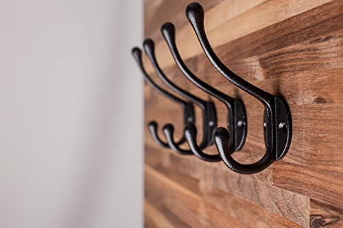 Craftsman Road Vintage Cast Iron Wall Hooks (Black Texture Finish, Set of 4) - Rustic, Farmhouse Coat Hooks | Great for Coats, Bags, Towels, Hats | Classic Slender - Image 2