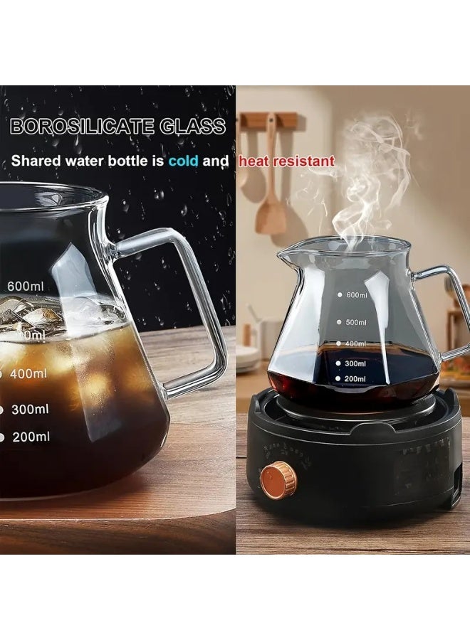 OMRAN CART Diamond-Shaped Coffee Server Pot with Lid – 600ml Heat-Resistant Smoky Grey Glass, Size 02, Elegant Carafe for Pour Over, V60, and Drip Coffee Brewing - Image 2