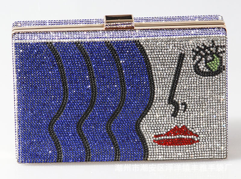New Spot Fashion Full Diamond Sea Women'S Evening Bag With Diamond Hand Small Square Bag - Image 1