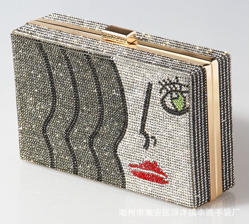 New Spot Fashion Full Diamond Sea Women'S Evening Bag With Diamond Hand Small Square Bag - Image 5