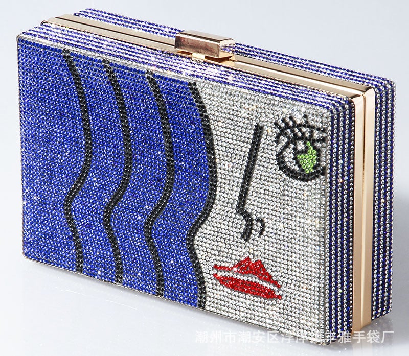 New Spot Fashion Full Diamond Sea Women'S Evening Bag With Diamond Hand Small Square Bag - Image 4