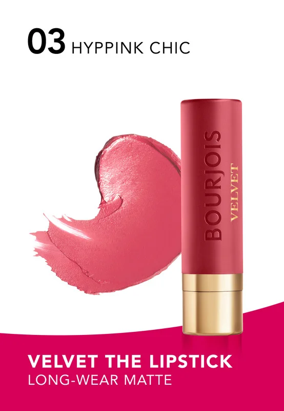 Bourjois Paris Velvet The Lipstick - 03 - Hyppink Chic, 2.4 g