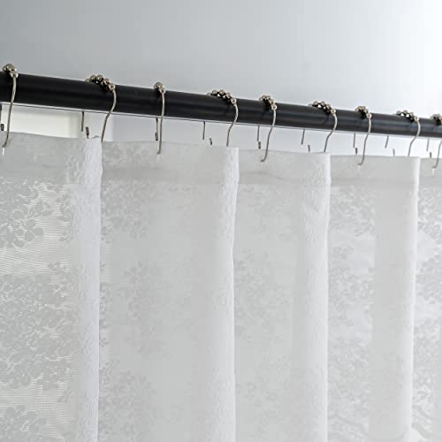 TUDECO White Stall Size Shower Curtain - Country Lace Shower Curtain 36 x 72 Inch with Attach Valance, Luxury Floral Small RV Narrow Bathroom Decor Half Size 36 x 72 Inch - Image 2