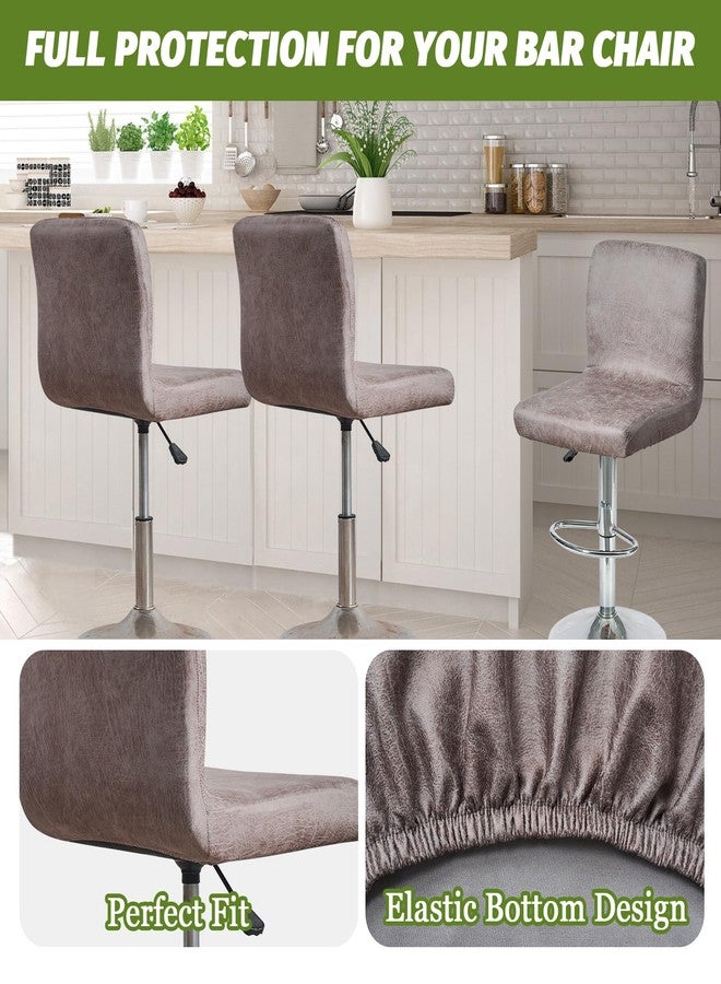 FUANGUI Bar Stool Covers Set of 2, Textured Faux Leather Stretch Bar Stool Chair Cover Slipcovers, Counter Stool Bar Chair Covers for Kitchen Pub Dining Room Retro Style Home Deco- Light Grey - Image 5