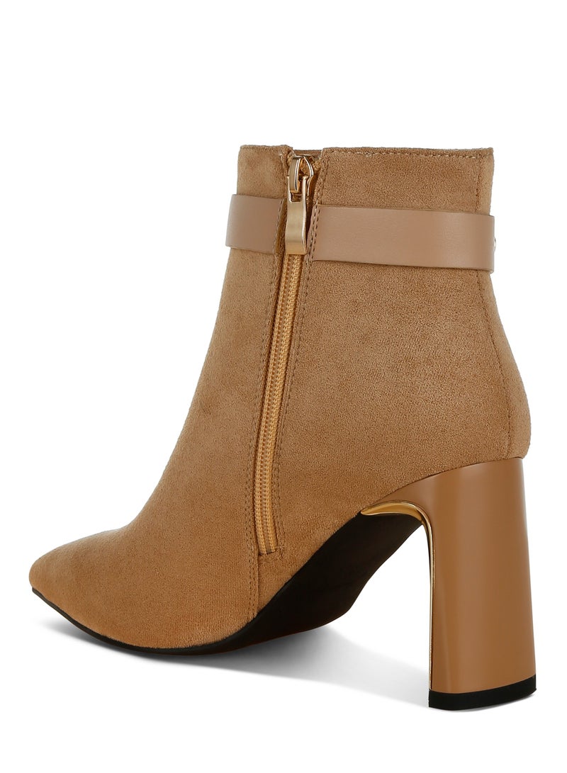 London Rag Chain Belt Detail Ankle Boots in Beige  - Image 3
