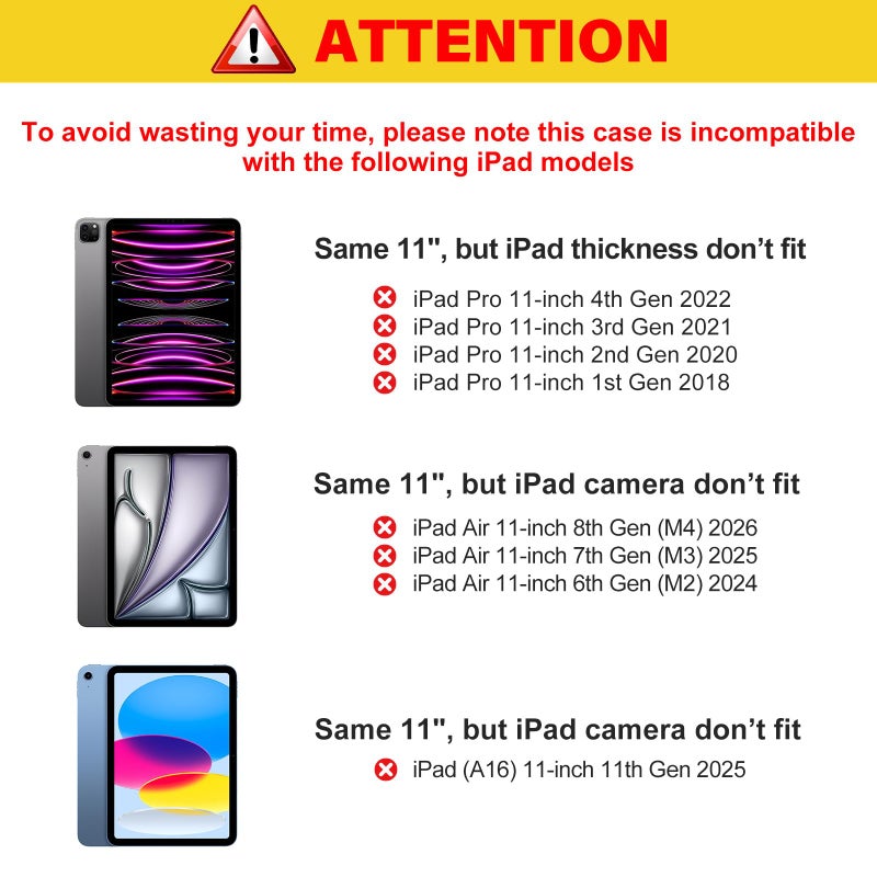 Akkerds for iPad Pro 11 Inch Case (M5/M4) 2025/2024 6th/5th Generation with Pencil Holder, for iPad Pro Case 11 Inch with Trifold Stand Protective Cover/Soft TPU Back, Auto Wake/Sleep, Sky Blue - Image 3
