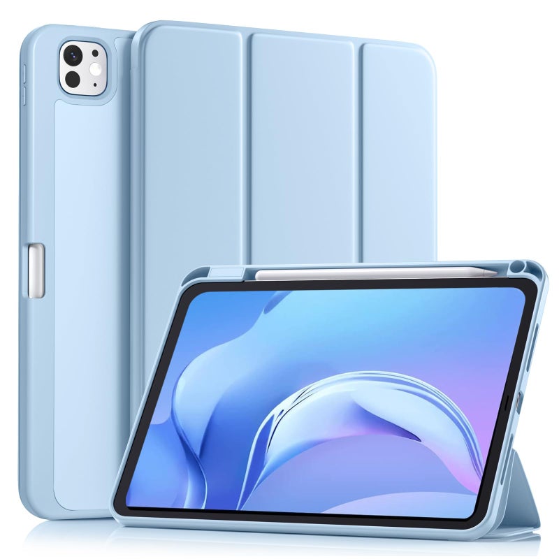 Akkerds for iPad Pro 11 Inch Case (M5/M4) 2025/2024 6th/5th Generation with Pencil Holder, for iPad Pro Case 11 Inch with Trifold Stand Protective Cover/Soft TPU Back, Auto Wake/Sleep, Sky Blue - Image 1