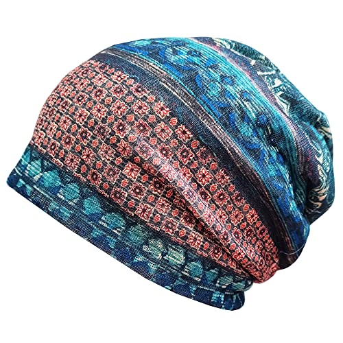 Qunson Women's Printed Baggy Slouchy Beanie Chemo Hat Cap Pack of 2 - Image 3