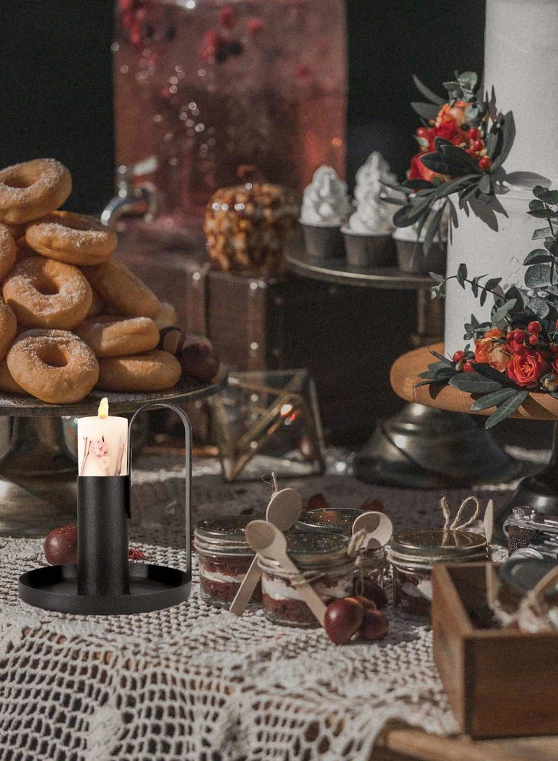 KASTWAVE Candles Holder Set, 2 Pcs Iron Plate with Handles - Image 5