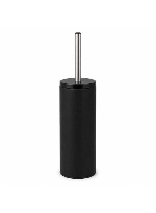 Primanova Toilet Brush with Holder Stainless Steel Rust-Resistant Slim Bathroom Cleaning Brush with Splash Guard 8 × 8 × 33 cm (Matte Black) - Image 1