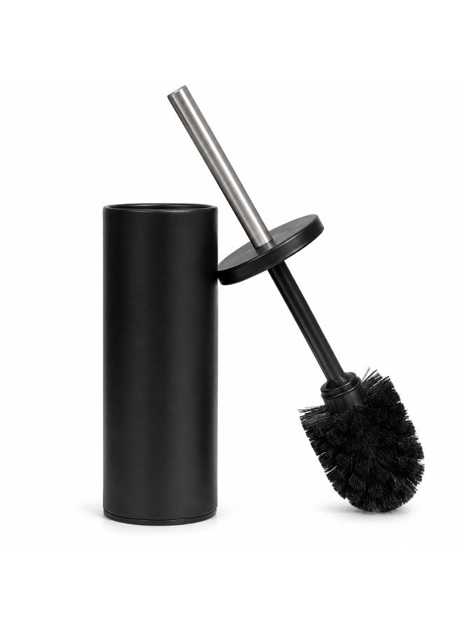 Primanova Toilet Brush with Holder Stainless Steel Rust-Resistant Slim Bathroom Cleaning Brush with Splash Guard 8 × 8 × 33 cm (Matte Black) - Image 2