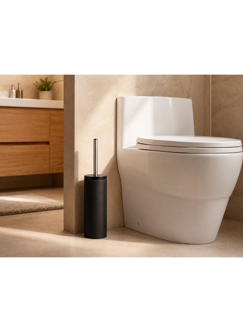 Primanova Toilet Brush with Holder Stainless Steel Rust-Resistant Slim Bathroom Cleaning Brush with Splash Guard 8 × 8 × 33 cm (Matte Black) - Image 4