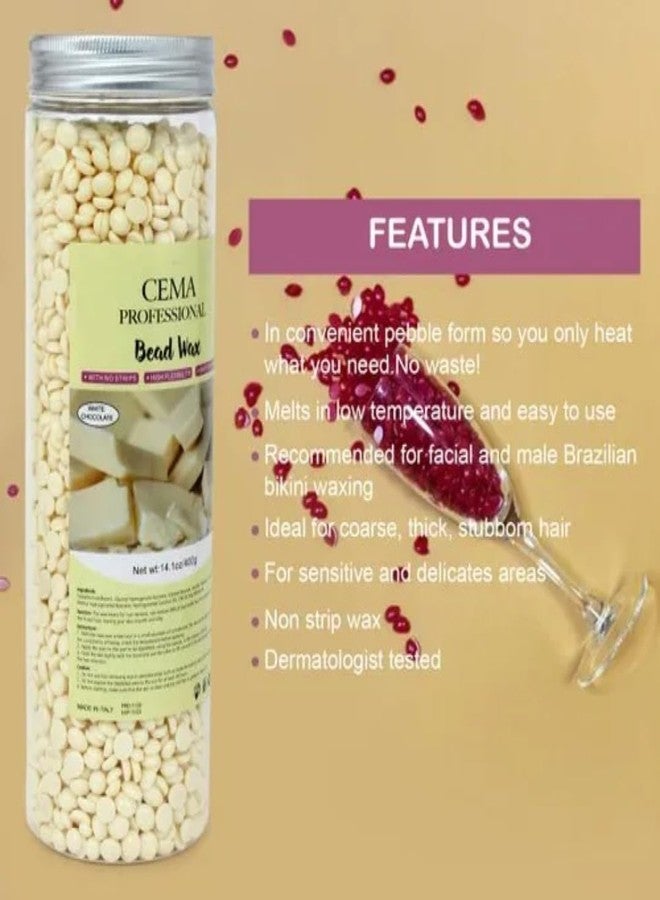 Doberyl Cema Hard Wax Beans,Hair Removal Full Body Brazilian Bikini Beads for Stripless Body Waxing at Home with free spatula, 400 gms Jar (400 Grams, White) - Image 2