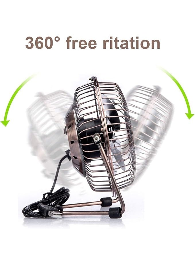 مروحة مكتب صغيرة 4 إنش USB – دوران 360 درجة – هيكل معدني هادئ – للاستخدام المنزلي والمكتبي - Image 3