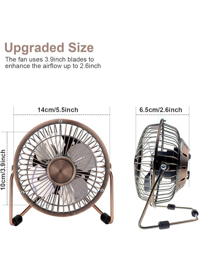 مروحة مكتب صغيرة 4 إنش USB – دوران 360 درجة – هيكل معدني هادئ – للاستخدام المنزلي والمكتبي - Image 2