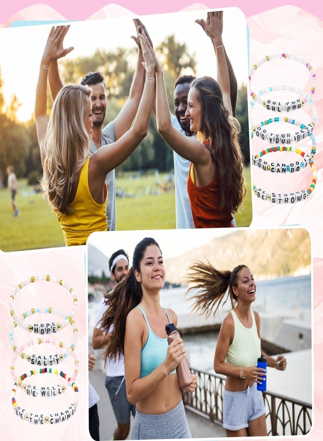 yesaior 64 Pcs Inspirational Friendship Bracelets Bulk Easter Adjustable Colorful Motivational Beaded Bracelets Encourage for Women Men Friendsgiving Gifts Home Office Party Supplies - Image 3