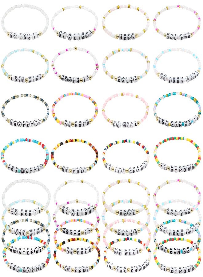 yesaior 64 Pcs Inspirational Friendship Bracelets Bulk Easter Adjustable Colorful Motivational Beaded Bracelets Encourage for Women Men Friendsgiving Gifts Home Office Party Supplies - Image 1