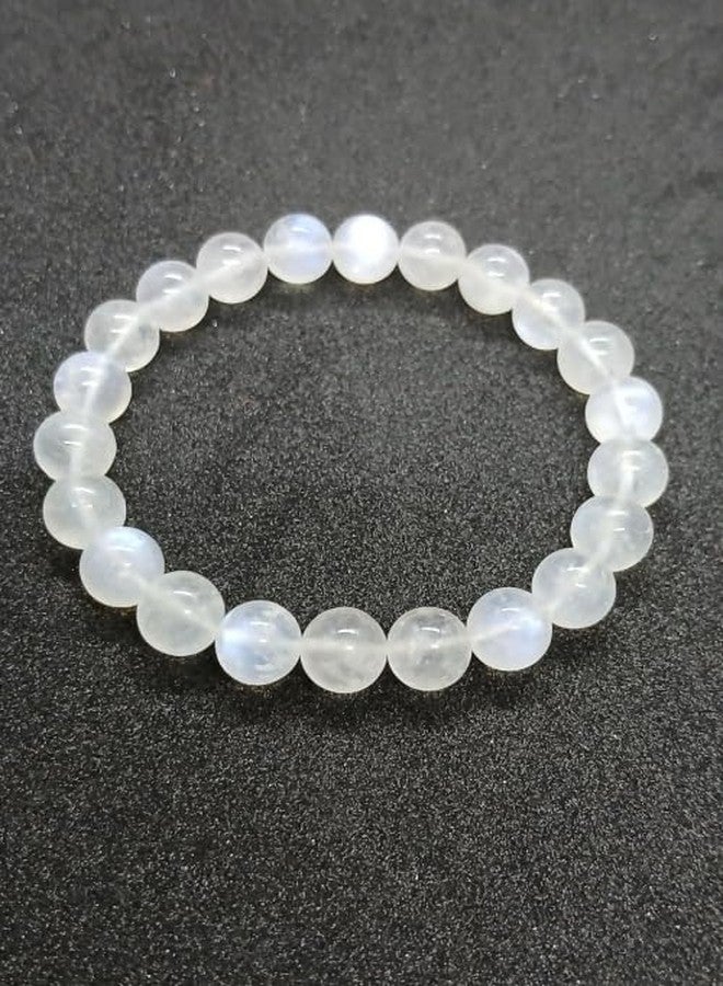 Blue bijoux Rainbow Moonstone 8 MM Round Reiki Healing Crystal Stretch Bracelet | For Supporting New Beginnings In Life | Activating the Crown Chakra Connecting with Feminine Energy | Men & Women - Image 5