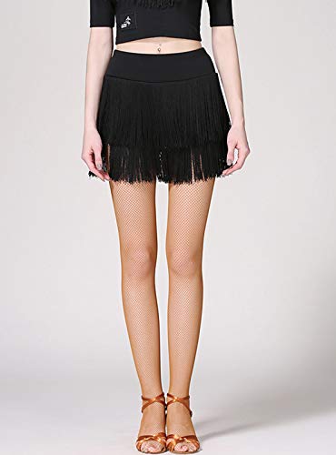 ELLYDOOR Fringe Dance Skirts for Women Teens Ballroom Latin Salsa Skirt Festive Rave Sexy Mini Shorts Skirt Tag M, Black - Image 5