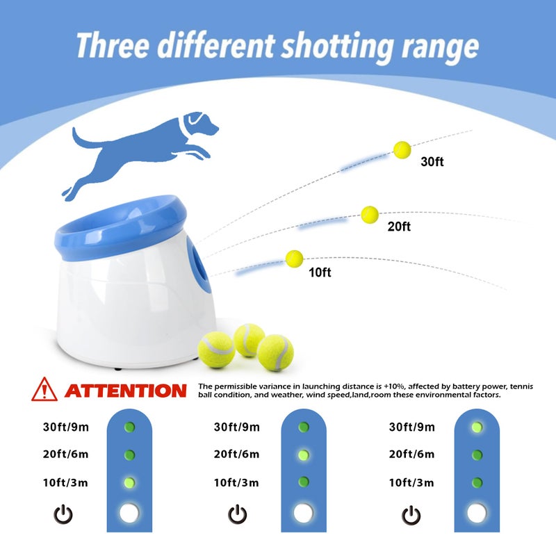 Pet Prime PetPrime Dog Automatic Ball Launcher Dog Interactive Fetch Toy Pet 2'' Thrower Throwing Game 3 Tennis Balls Tennis Mini Size Ball Launcher for Dogs Included Launch Distance 10-30ft - Image 2