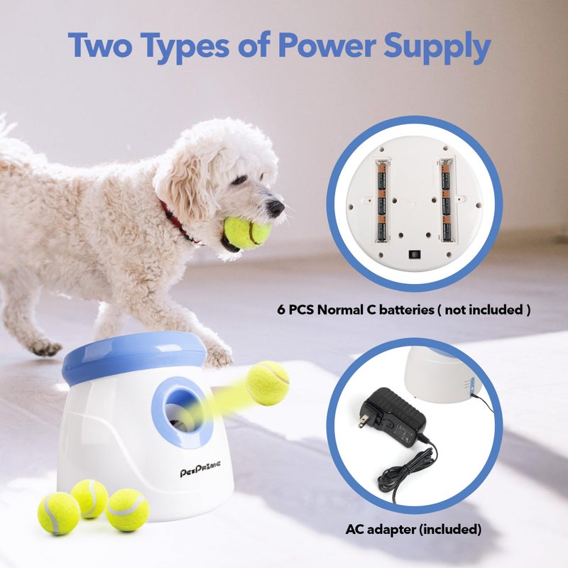 Pet Prime PetPrime Dog Automatic Ball Launcher Dog Interactive Fetch Toy Pet 2'' Thrower Throwing Game 3 Tennis Balls Tennis Mini Size Ball Launcher for Dogs Included Launch Distance 10-30ft - Image 4