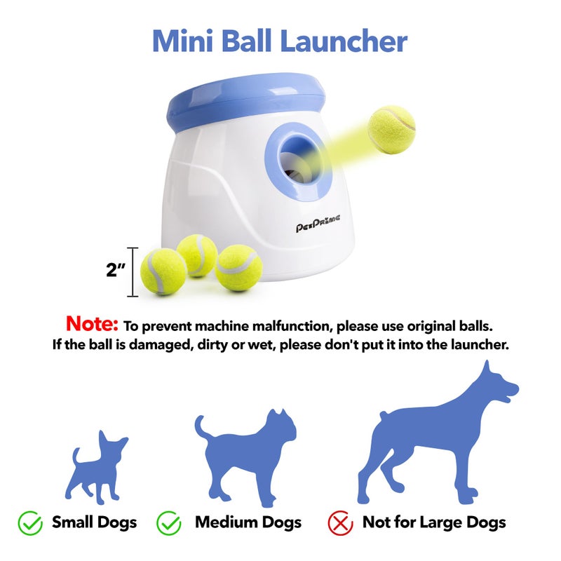 Pet Prime PetPrime Dog Automatic Ball Launcher Dog Interactive Fetch Toy Pet 2'' Thrower Throwing Game 3 Tennis Balls Tennis Mini Size Ball Launcher for Dogs Included Launch Distance 10-30ft - Image 5