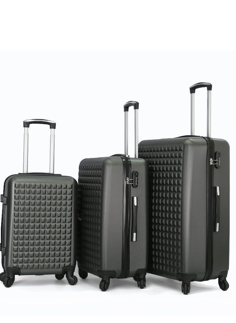 GIORDANO 3-Piece ABS Hardside Spinner Iron Rod Luggage Trolley Set With TSA Lock 20/24/28 Inch Grey  - Image 1