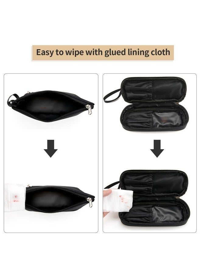 Ethereal Small Makeup Bag for Purse, Double Layer Travel Makeup Brushes Organizer Bags for Women Cosmetic Bag Black Makeup Pouch for Women/Girls - Image 4