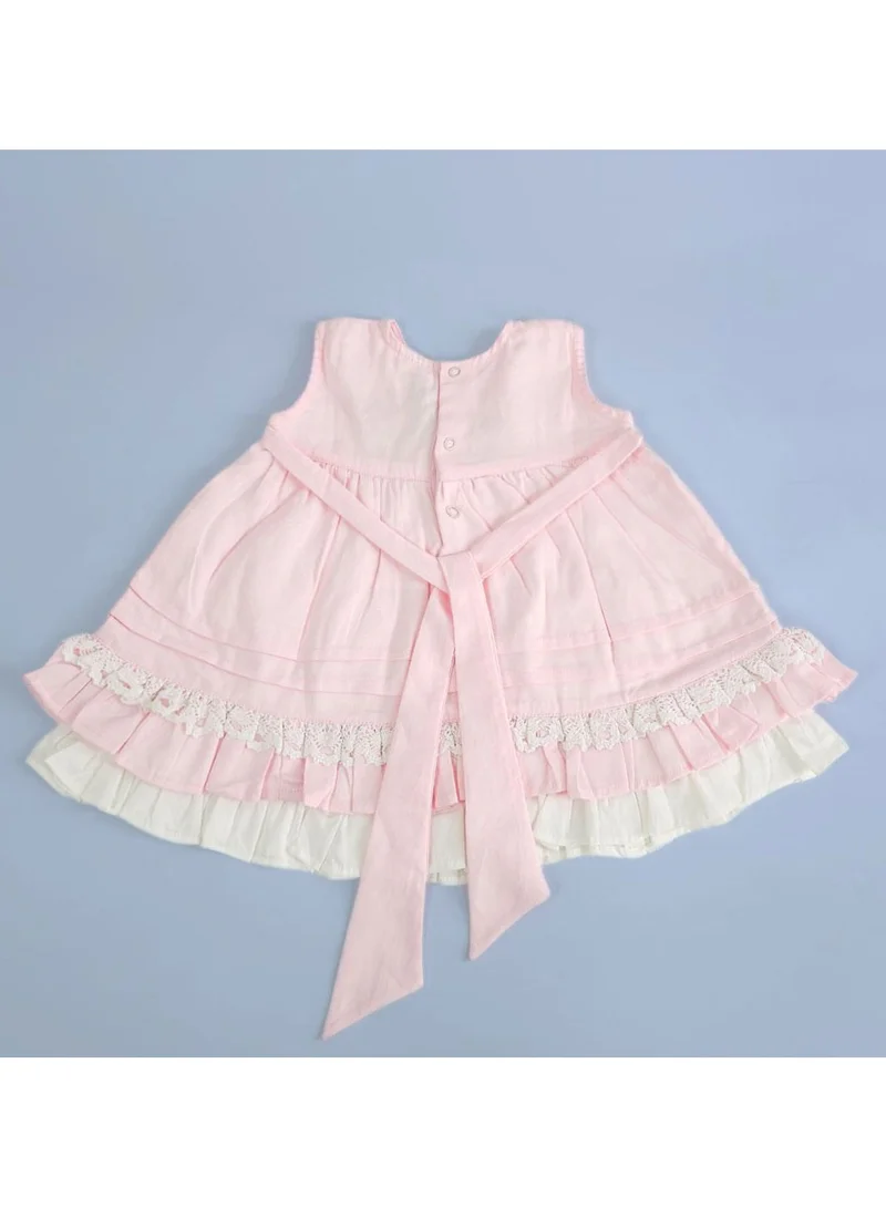 KeeBee Keebee Organic Cotton Flowers Hand-Embroidered Baby Pink Girls Peony Dress