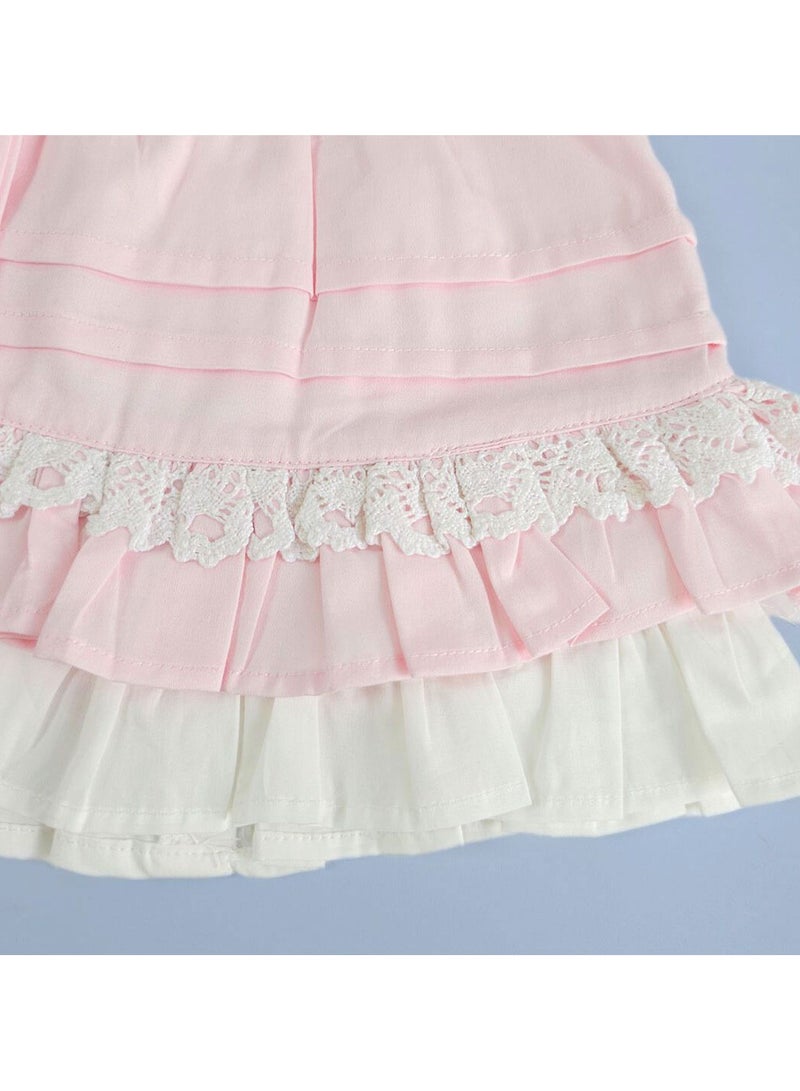 Keebee Organic Cotton Flowers Hand-Embroidered Baby Pink Girls Peony Dress - Image 5