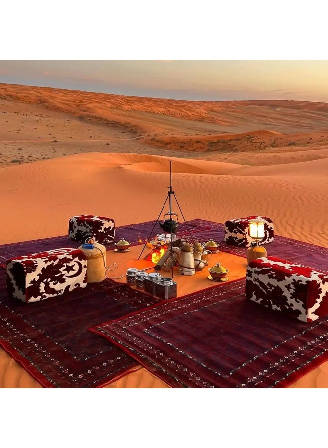 سجادتي باكج الرحلات سدو مكوّن من 4 قطع، تمنحك جلسة مميزة تجمع بين الطابع التراثي والراحة للرحلات.، متعدد الاستخدامات، يجمع بين الراحة والأصالة، مثالي للرحلات البرية والتخييم والجلسات الخارجية .باللون الأحمر، بمقاس 200×100 سم. - Image 3