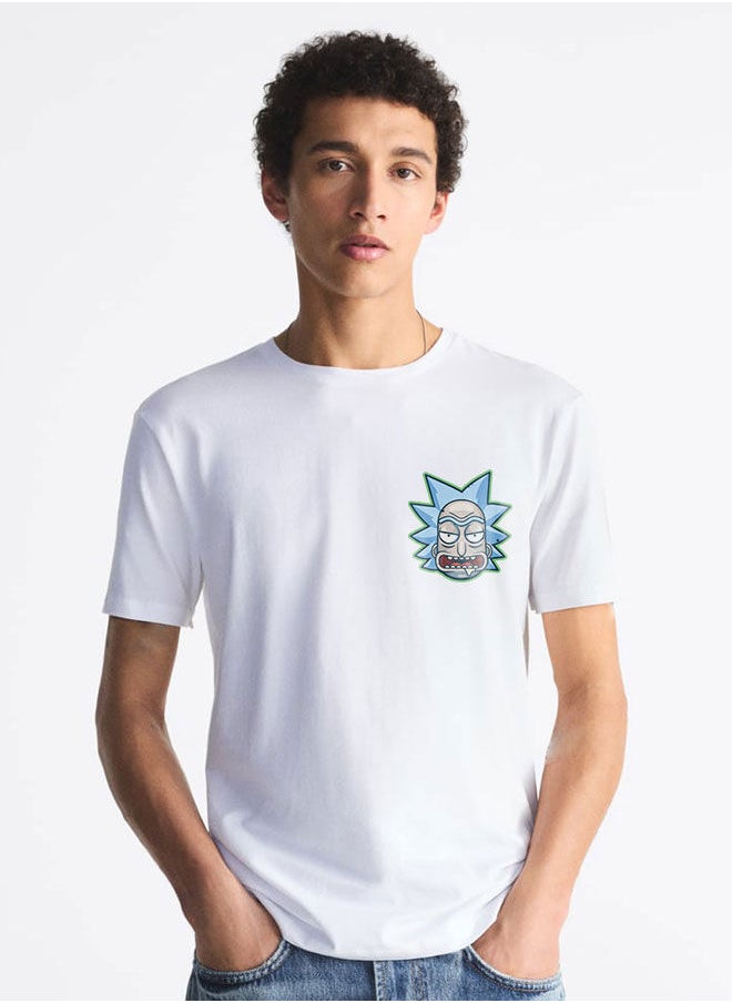 White Tshirt Minimalistic Design Logo White Tee Icon Style Rick of Ric and morty