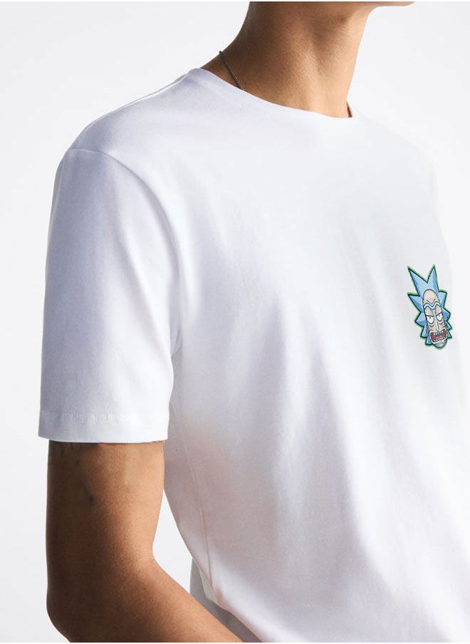 White Tshirt Minimalistic Design Logo White Tee Icon Style Rick of Ric and morty