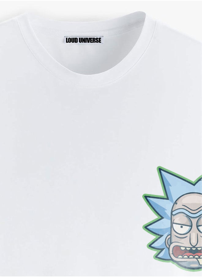 White Tshirt Minimalistic Design Logo White Tee Icon Style Rick of Ric and morty