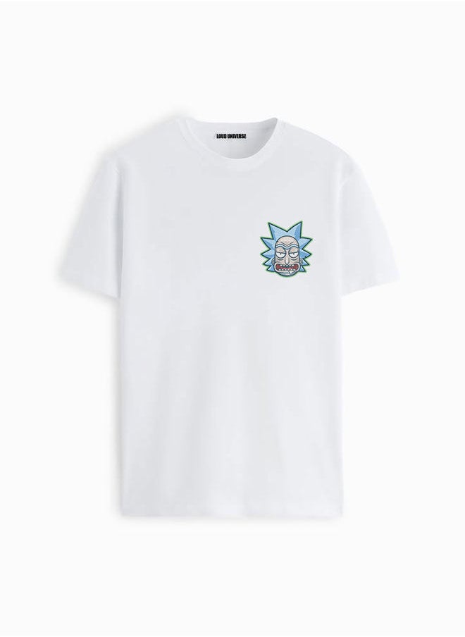 White Tshirt Minimalistic Design Logo White Tee Icon Style Rick of Ric and morty