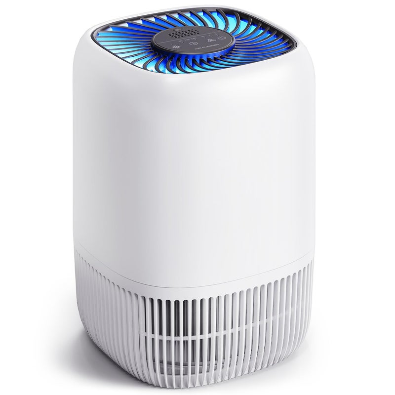 VOOPNU Air Purifiers for Home with H13 Quiet HEPA Filter Up to 1076 FtÂ² for Pet Hair, Odors, Pollen, Smoke, Compact Air Cleaner with 3 Speeds, Timer, Aroma Quiet 360Â°Intake Filter, White - Image 1